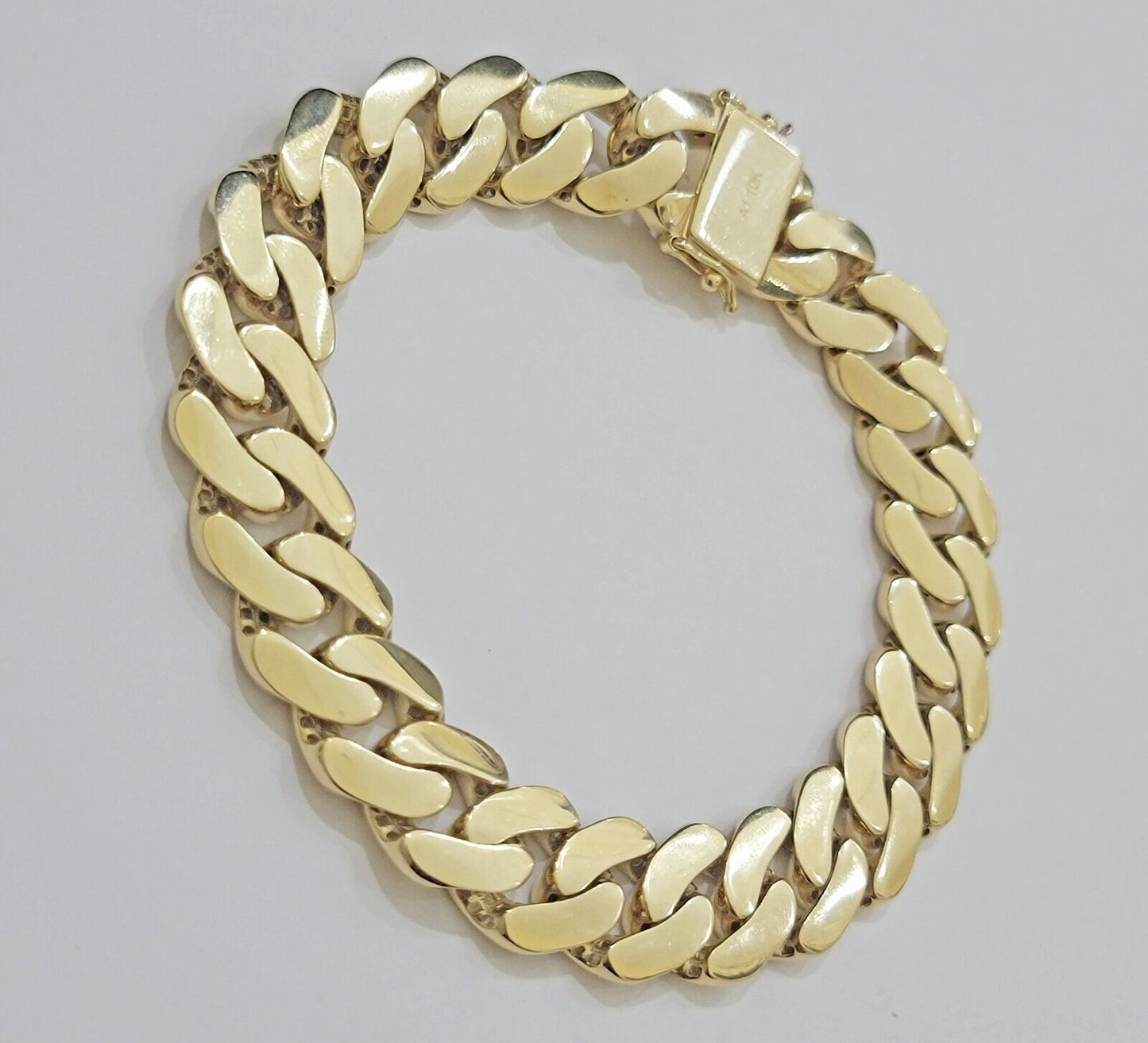 Real 10k Gold Bracelet 14mm Royal Miami Cuban Link 9 inch Men's 10kt Yellow Gold