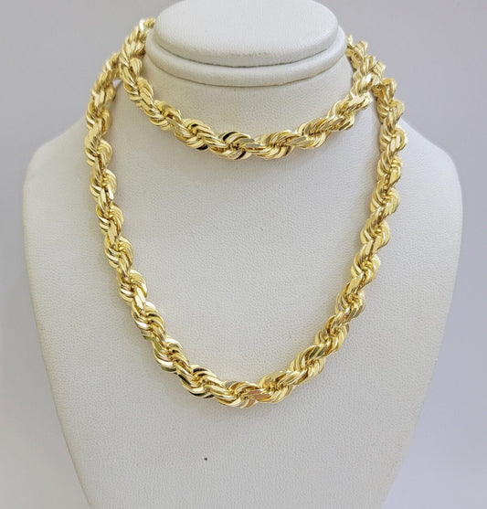Real 14k Rope Chain Necklace 7mm Mens 14kt Yellow Gold 18 in - 30 inch SOLID