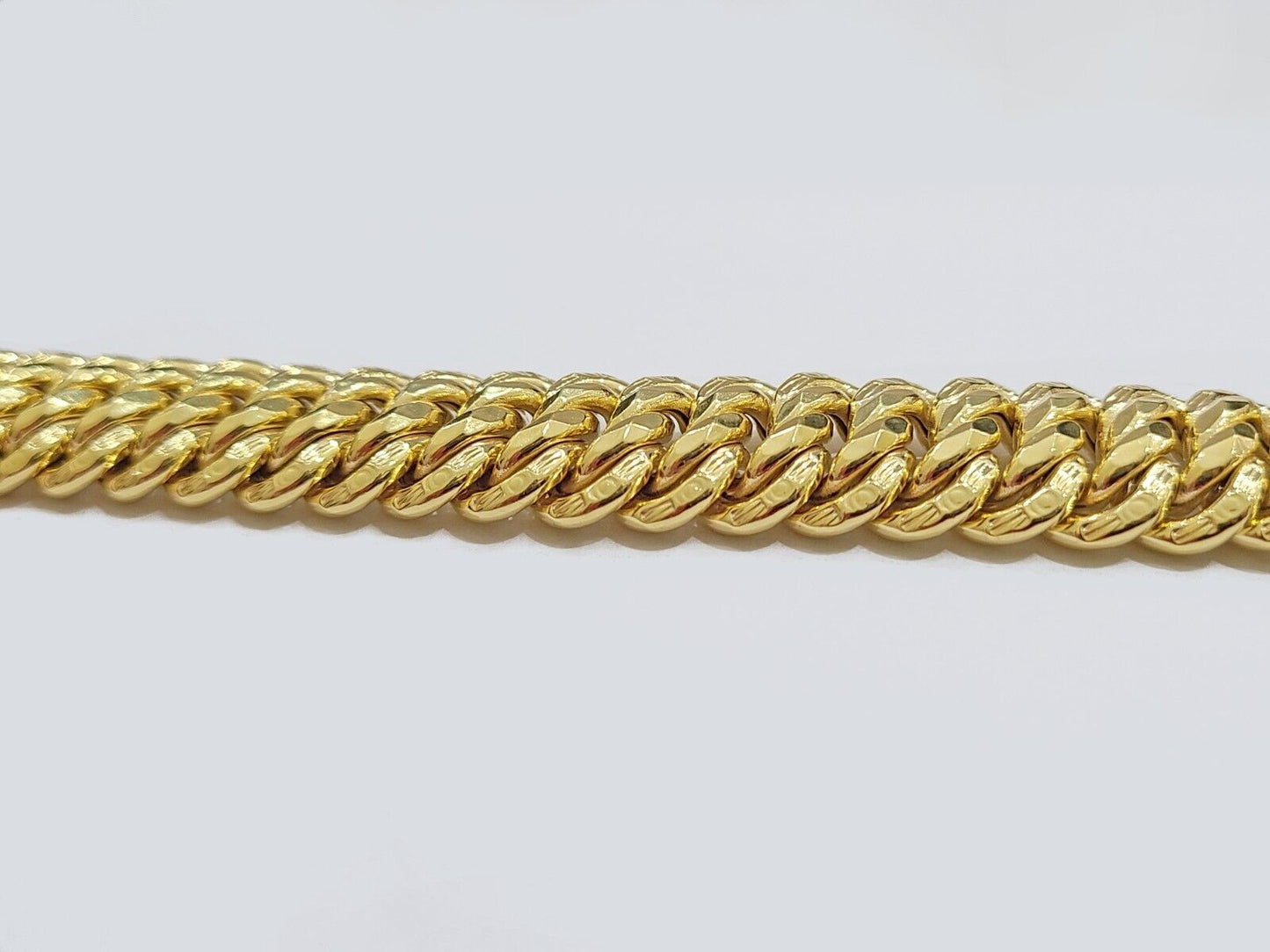 Real 14k Yellow Gold Bracelet 9mm 7.5 Inch Flat Byzantine Box Lock Men Women Oro