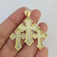 10k Jesus Triple Cross Charm Pendant Roman Religious REAL 10Kt Yellow Gold