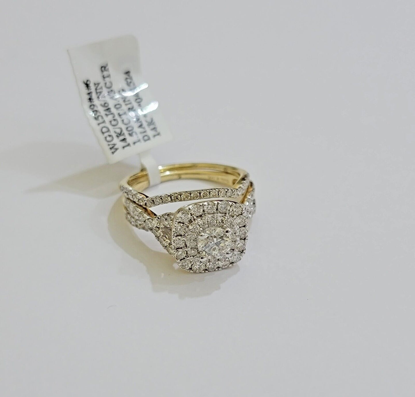 Real 14k Yellow Gold Diamond 1.5CT Ring band SET Ladies Women Engagement Wedding