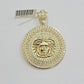 Real 10k Yellow Gold Charm Pendant Circular Round Head With Stones Unique Design