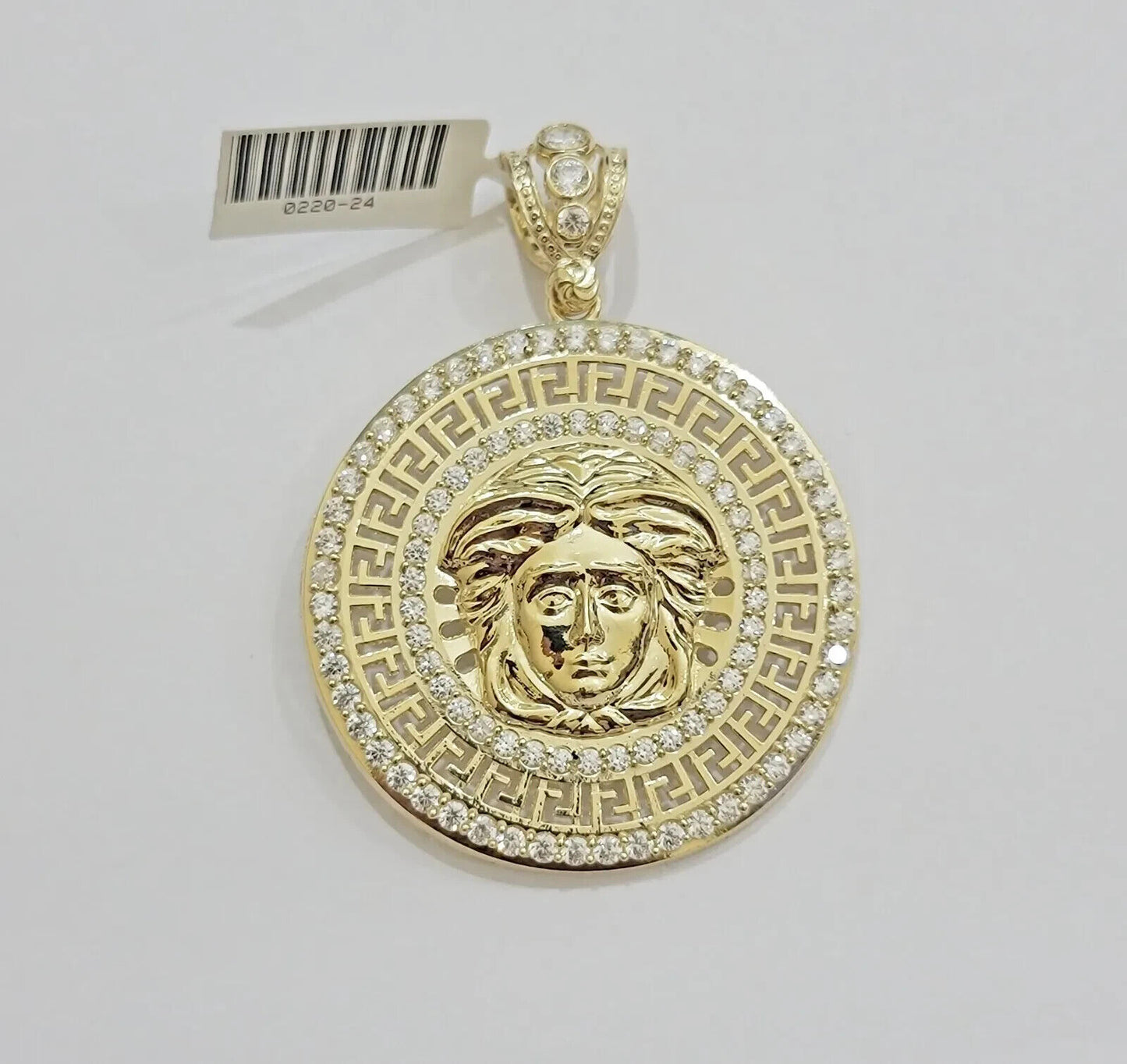 Real 10k Yellow Gold Charm Pendant Circular Round Head With Stones Unique Design