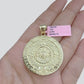 Real 14K Yellow Gold Aztec Calendar Charm Solid Pendant For Chain 14KT Necklace