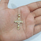 Real 14k Yellow Gold Jesus Crucifix Nugget Cross Charm Pendant 1.5" inch