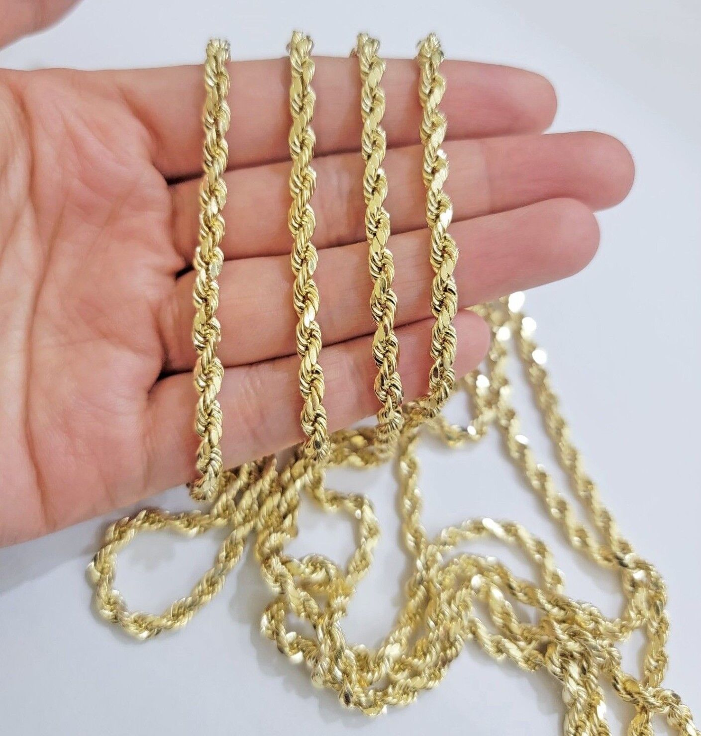 10k Gold Rope Necklace Jesus Cross Charm pendant SET 4mm chain 18"-28" REAL 10KT
