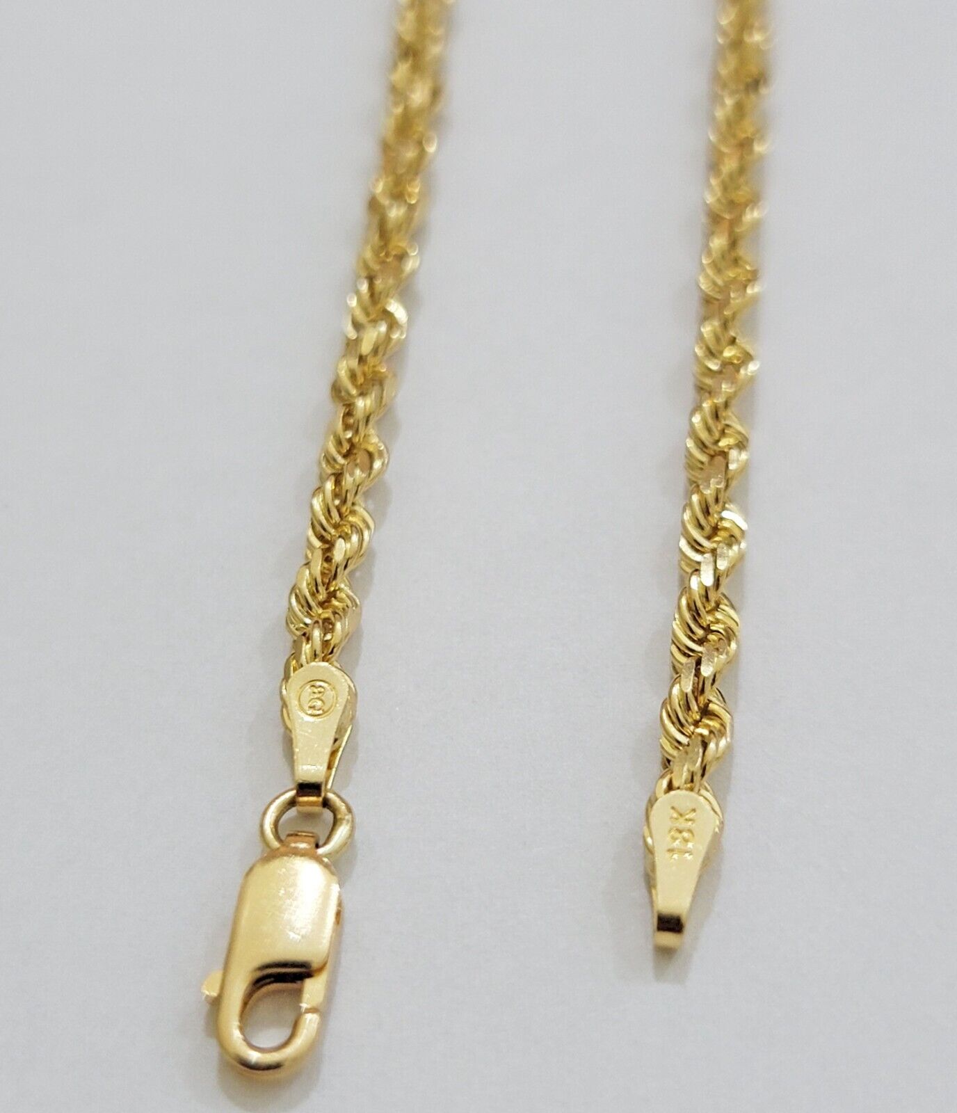 REAL 18k Yellow Gold Rope Chain Necklace SOLID 18-26 Inch 3mm 18kt Men's , Women