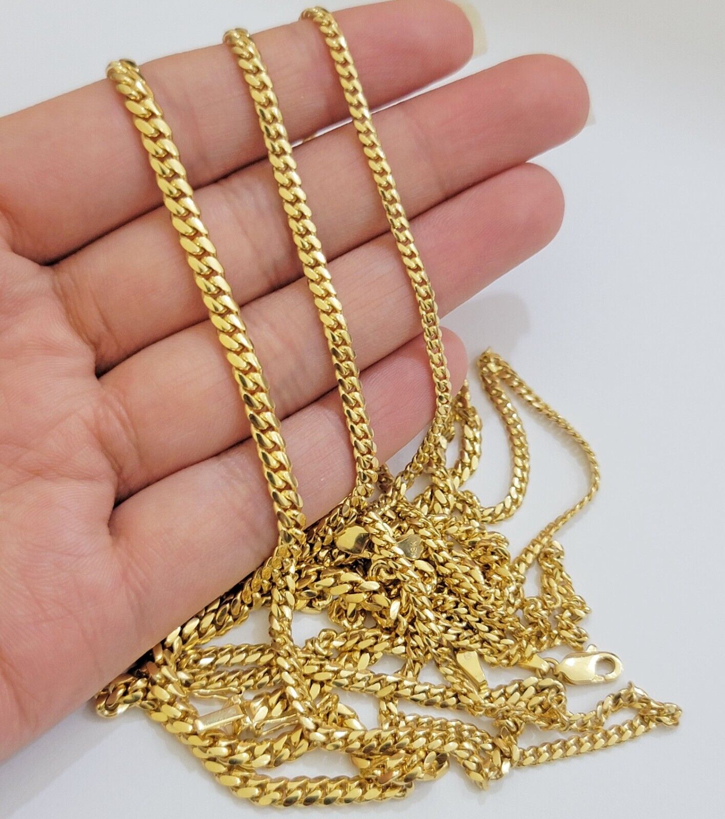 Solid 18k Gold Chain Necklace Miami Cuban Link 18