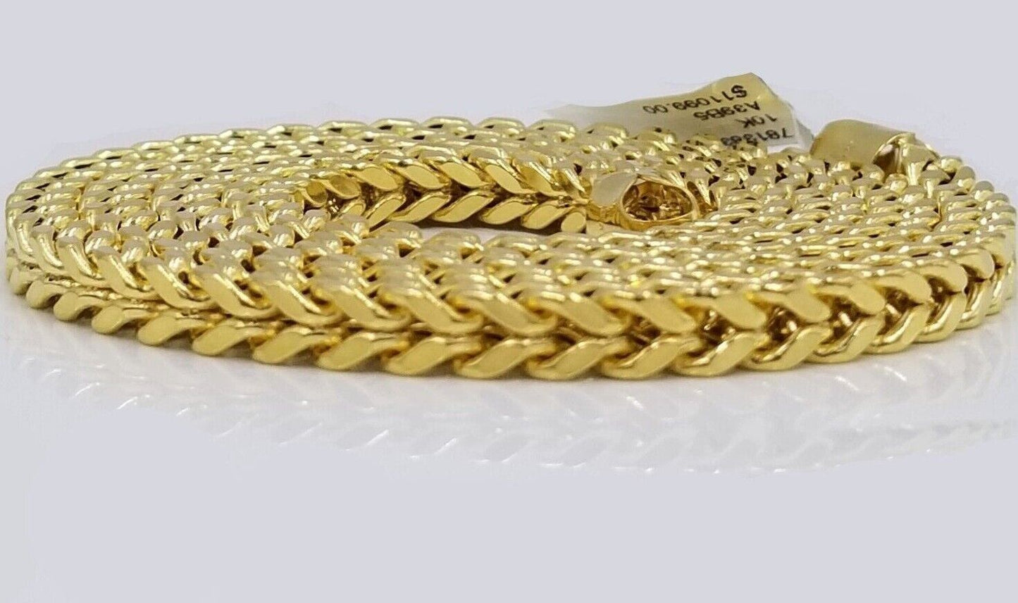 Real 10k Yellow Gold Franco chain Necklace 5mm 28 inch Men's 10 KT gold chain