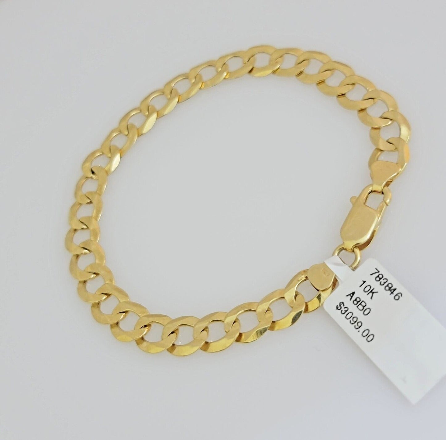 Real 10k Yellow Gold Bracelet Solid Cuban Link 7 Inch 7mm 10kt Women Bracelet