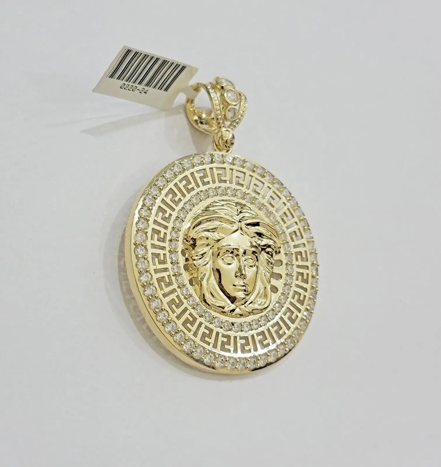 Real 10k Yellow Gold Charm Pendant Circular Round Head With Stones Unique Design