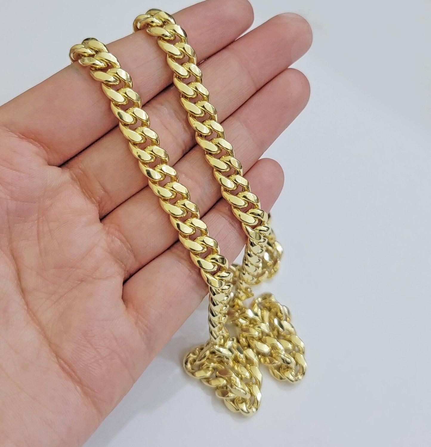 14k Gold Chain Necklace 24 Inch Miami Cuban Link 8mm Box Lock Real 14KT For Mens