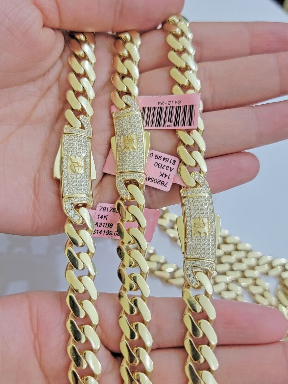 9mm Miami Cuban Royal Link Chain Necklace Box Clasp Real 14K Yellow Gold on SALE