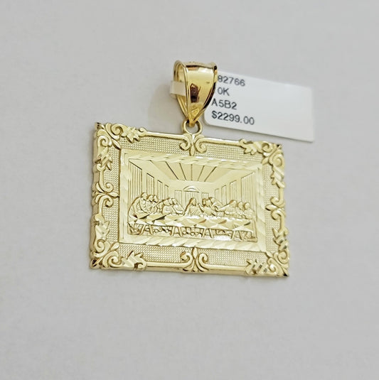 Real 10k Yellow Gold charm Pendant Last supper 1.25 Inch For Men's 10KT / AS