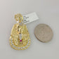 Real 10k Gold necklace & Pharoah Head charm pendant SET Chain 3mm Byzantine 28"