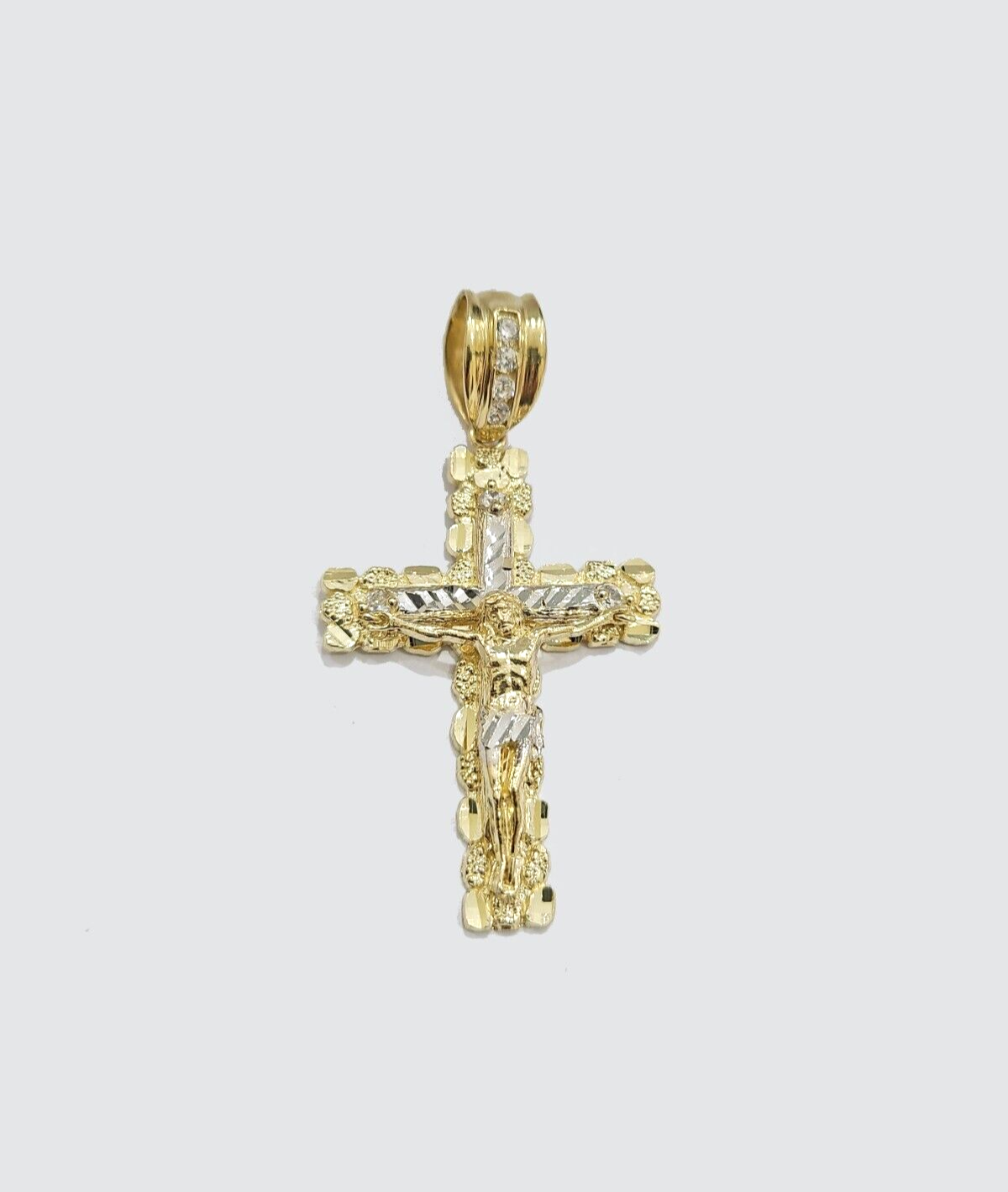 Real 10k Yellow Gold Cross Charm Rope Chain 4mm 18'' Necklace Pendant 10kt Jesus