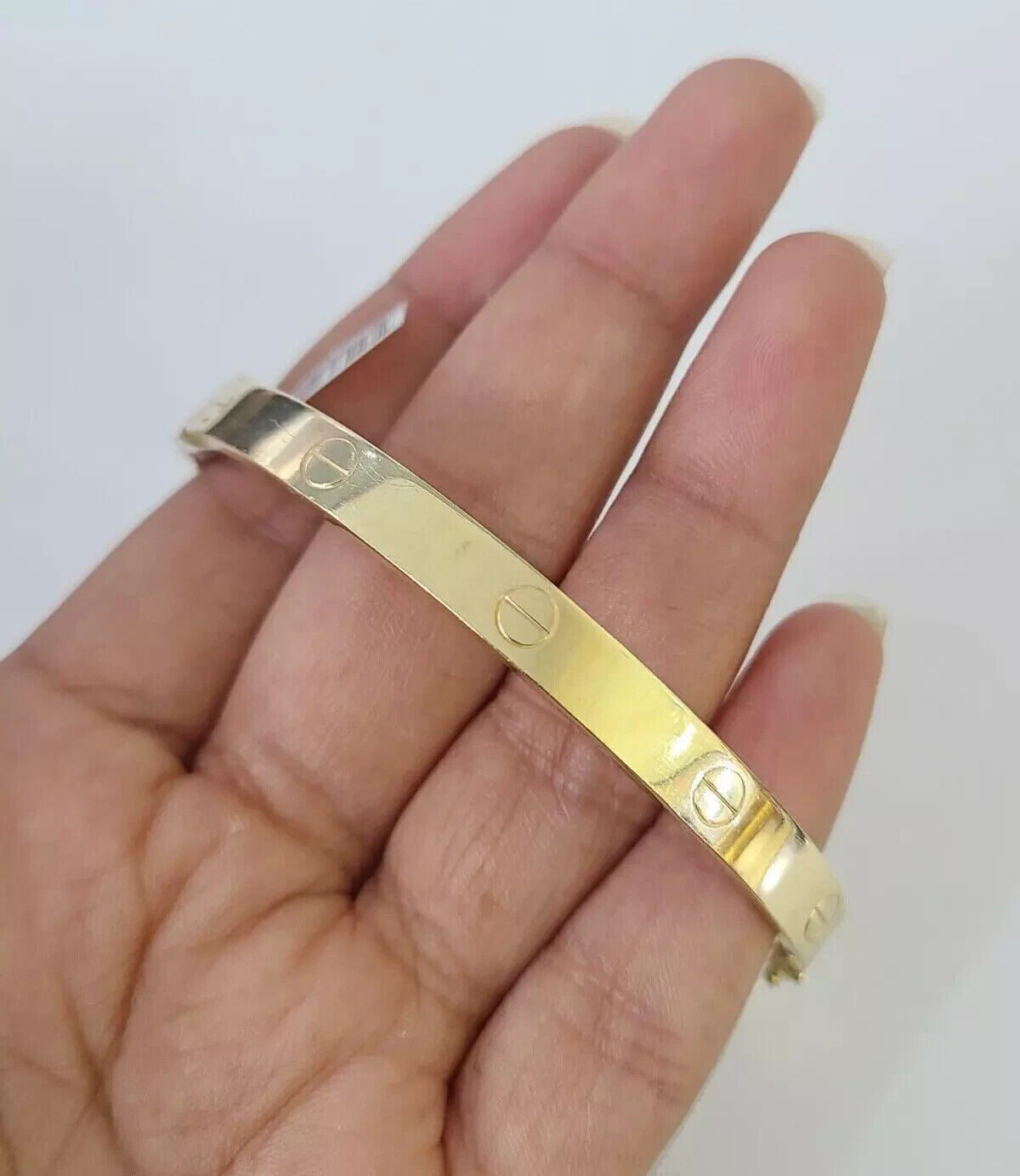 Real 10k Yellow Gold Bangle Bracelet For Ladies, Shiny And Solid 10kt Gold