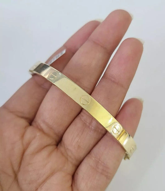 Real 10k Yellow Gold Bangle Bracelet For Ladies, Shiny And Solid 10kt Gold