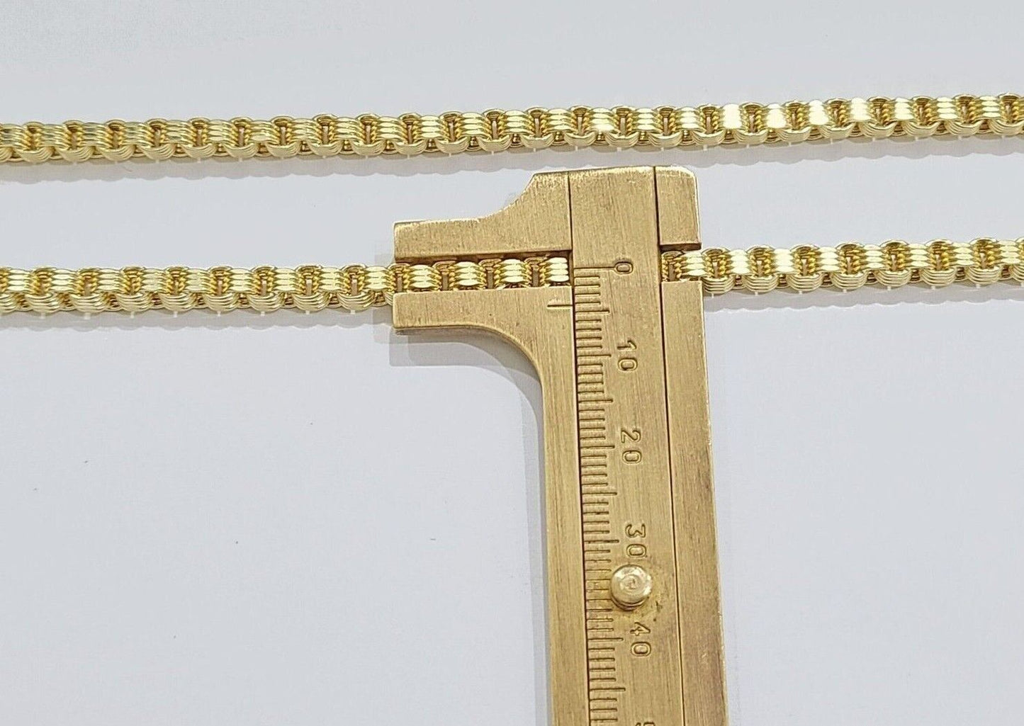 Real 10K Yellow Gold Box Byzantine Chain 4mm Necklace 18-30'' Inch Lobster Lock