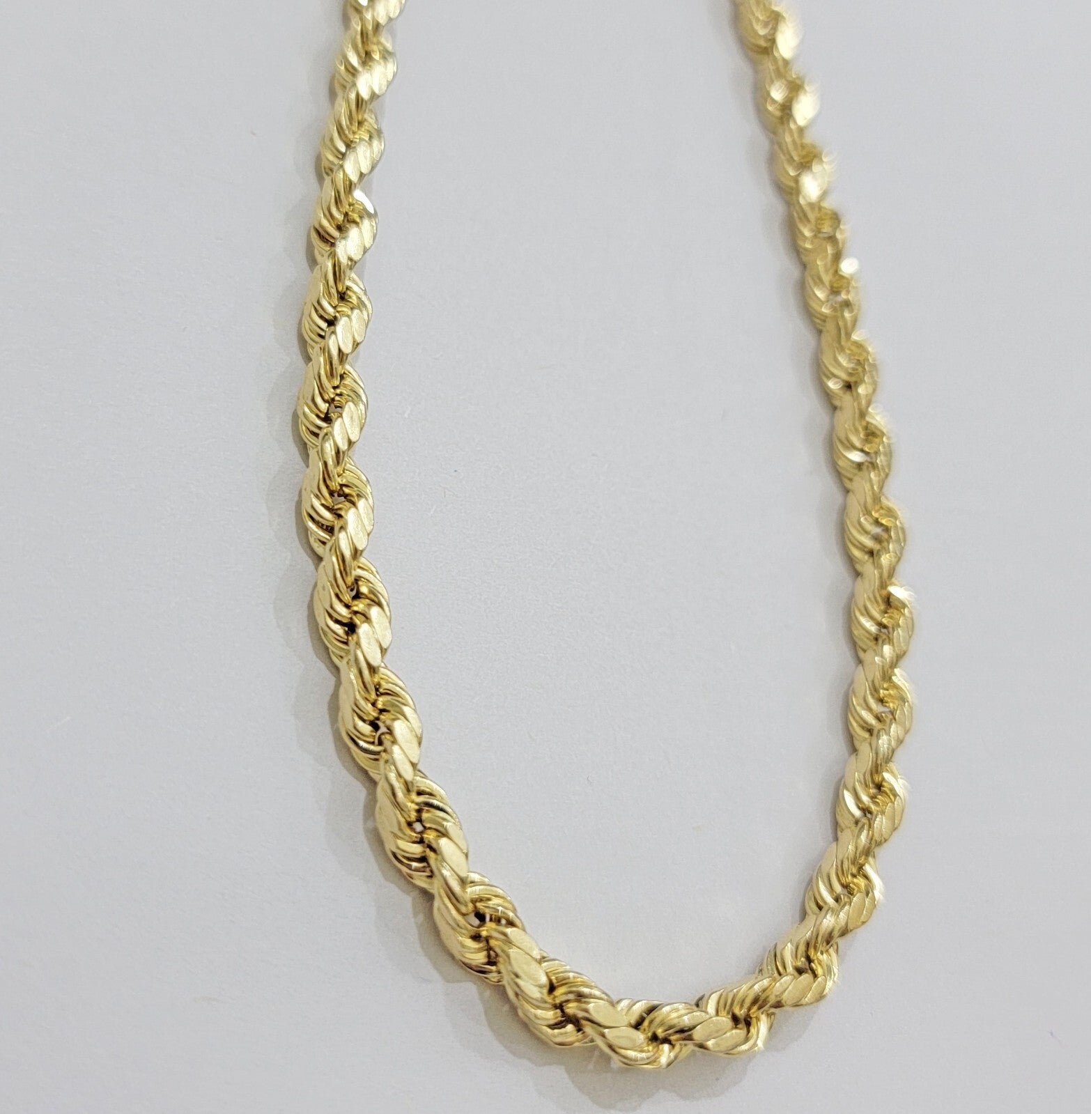 10k Yellow Gold Rope Chain Necklace 6mm 18-28 Inch Diamond Cuts Men's 10ktend
