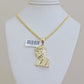 Real 10k Gold Jesus Heard Charm Pendant &Miami Cuban Link Chain 4mm Necklace SET