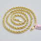 14k Yellow Gold Rope Chain Necklace 20 Inch 4mm Diamond Cut, Real 14kt SOLID
