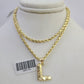 10k Gold Initial L Charm Rope Chain 16"-26" 2.5mm SET Necklace Alphabet Pendant