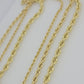 Real 10k Yellow Gold Chain Rope Necklace 3mm 4mm 5mm 18" 20" 22" 24" 26" 28" 30"