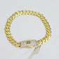 Real 10k Yellow Gold Bracelet Ladies 7.25 Inch 7mm Royal Monaco Cuban Link Women