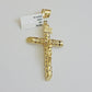 Real 10k Yellow Gold Cross charm Hollow INRI Pendant 2.5 Inch For Mens 10KT /AS