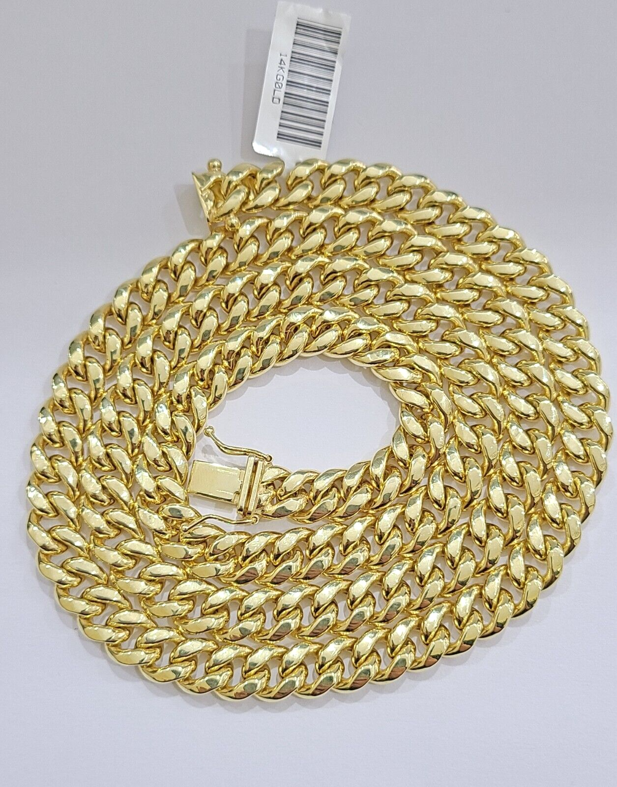 Real 14k Yellow Gold Necklace Miami Cuban Link Chain 8mm 28 Inch Box Lock 14 kt