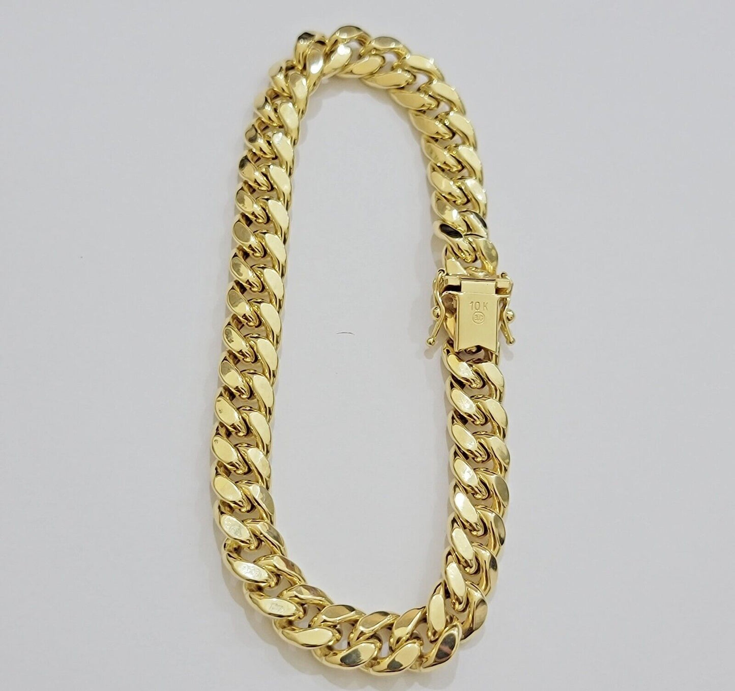 Real 10k Yellow Gold Bracelet 9mm Miami Cuban Link Men's 8 inch Box Lock 10KT