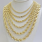 Real 10k Gold Rope Chain Necklace 18-30 Inch 3mm To 10mm Diamond Cut 10KT Yellow