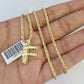 10k Gold Initial F Charm Rope Chain 16"-26" 2.5mm SET Necklace Alphabet Pendant