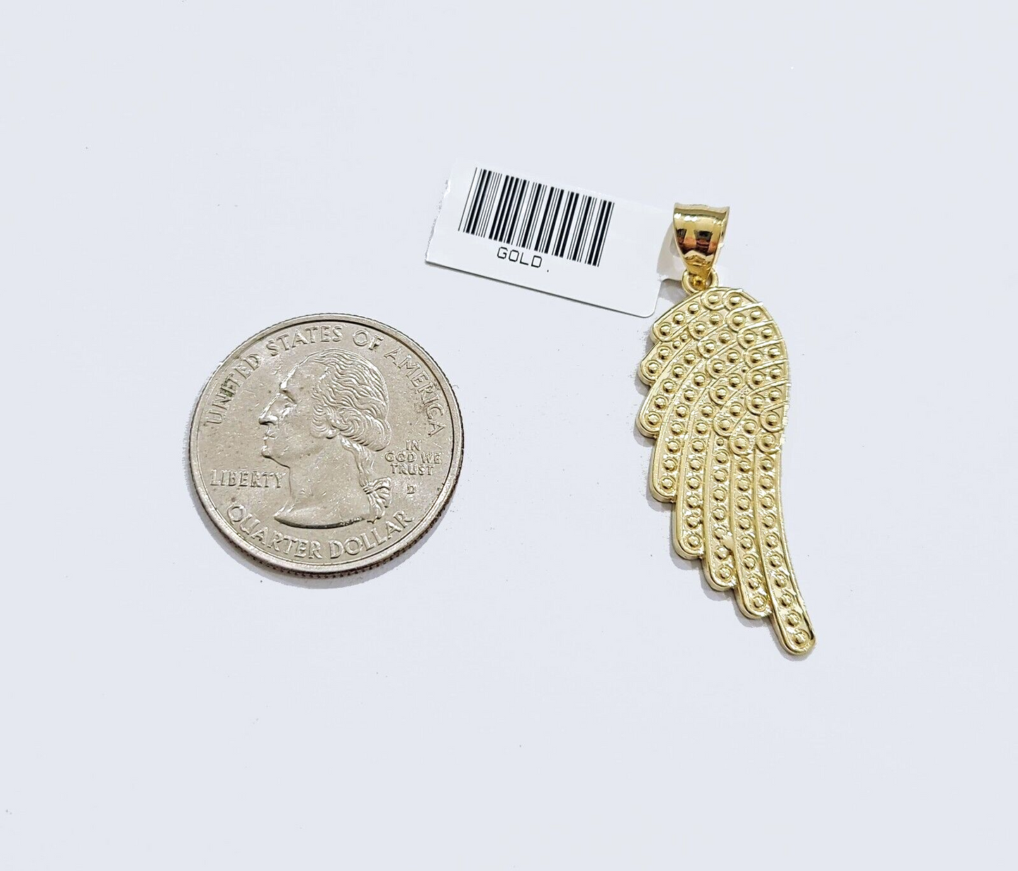 Real 10k Yellow Gold Wing Charm Pendant 10kt for Chain Feather