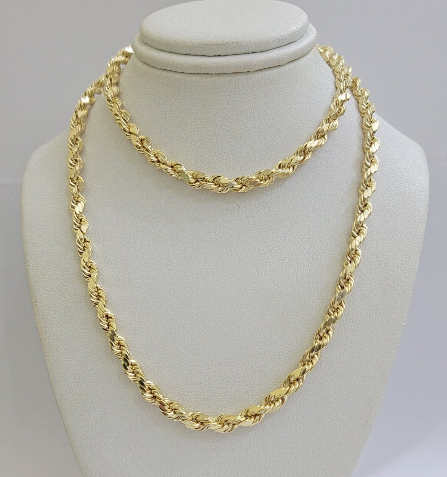 Real 10k Gold Rope Chain Necklace 18-30 Inch 3mm To 10mm Diamond Cut 10KT Yellow