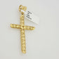 Real 10 k Yellow Gold Cross Charm Pendant With Cubic Zirconia Stone , Mens 10KT