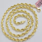 Solid 14k Gold Rope Chain Necklace 26 Inch 6mm Real 14kt Yellow Gold Diamond Cut