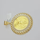 Real 10k Yellow Gold Pendant Copy Coin charm 50 pesos 2.25 Inch, Men's 10KT / A1