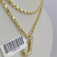 10k Gold Initial J Charm Rope Chain 16"-26" 2.5mm SET Necklace Alphabet Pendant