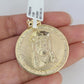 Real 10k Gold Byzantine Chain Jesus Charm Pendant SET 3mm 28 Inch Mens Necklace