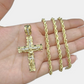 Real 10k Yellow Gold Cross Charm Rope Chain 4mm 18'' Necklace Pendant 10kt Jesus