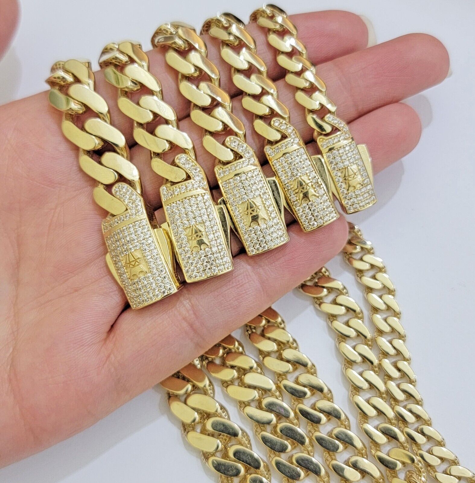 Real 14k Yellow Gold Necklace Link Chain Royal Cuban 7mm- 15mm 20 22 24 26 Inch