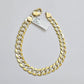 Real 10k Yellow Gold Bracelet Cuban Curb link 7mm 8 Inch Two-tone Cuts SOLID 10k