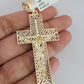 10k Gold Byzantine Chain Necklace Jesus Cross Charm Pendant SET REAL 10kt 3mm