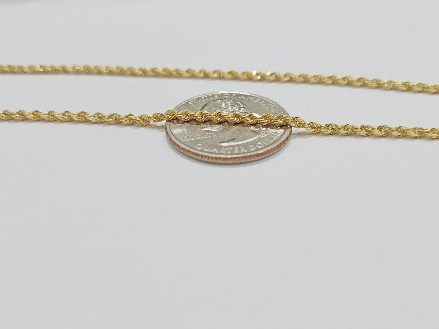 Solid 18k Gold Rope Chain Necklace 2mm 20'' Inch Real Men Women, 18ktYellow Gold