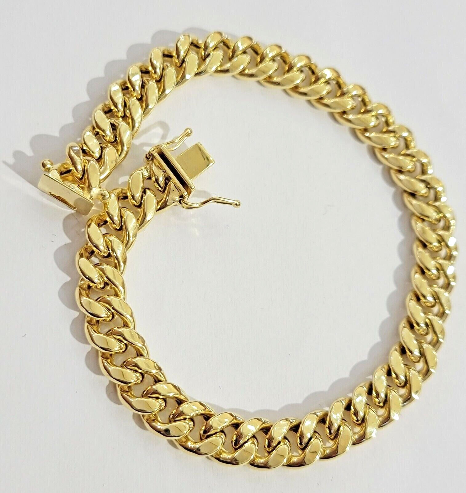 Real 14k Yellow Gold Bracelet 8 Inch Miami Cuban Link 8mm Mens 14kt Box Lock