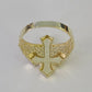 10k Jesus Cross Nugget Ring Casual Band Yellow Gold Genuine Brand New Religious