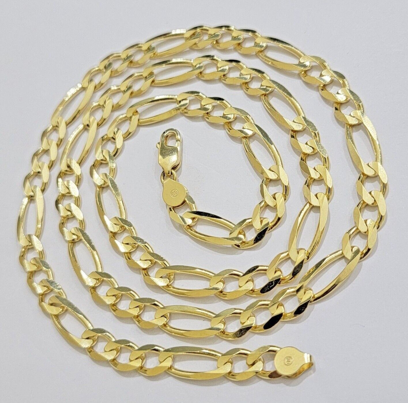 Figaro Link Chain 14k Yellow Gold 7mm Necklace 20 - 30 Inch SOLID 14kt STRONG