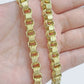 Real 10k Yellow Gold Chain Box Byzantine Necklace 7mm 22 inch 10kt For Mens